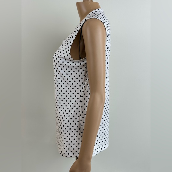 Tommy Hilfiger Women's White/Black Polka Dot Sleeveless Blouse, Size Medium - Picture 5 of 9